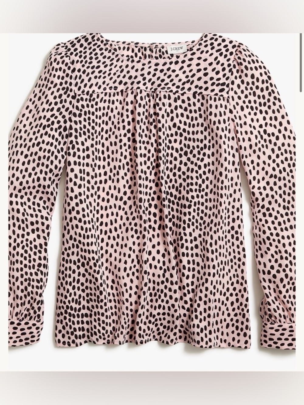 J. Crew Pink and Black Polka-Dot Long-Sleeve Top